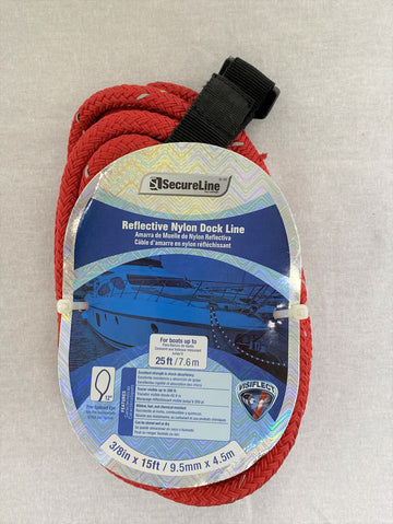 0.375-in x 15-Ft Braided Nylon Dock Line Red