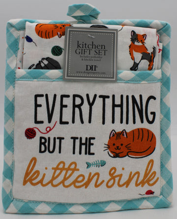 2PC GIFT SET - POTHOLDER AND DISHTOWEL - EVERYTHING BUT THE SINK
