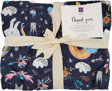 LUSH DECOR MICROFIBER THROW 50"x60"UNICORN HEARTH NAVY PP$90.00 NO AMAZON