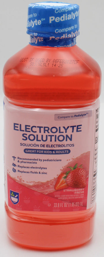 RITE AID ELECTROLYTE SOLUTION STRAWBERRY 33.8floz EXP 2/6/2027 COMPARES TO Pediatlye