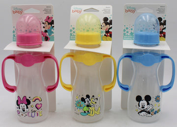 DISNEY BABY 8OZ BABY BOTTLE W/ HANDLE ASST MICKEY - CAN BE SOLD IN U.S.A NI