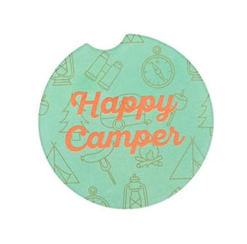 About Face Happy Camper Car Coaster