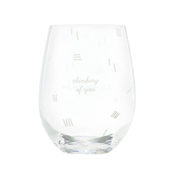 About Face Designs Noted Collection - Hand-Drawn Designer Wine Glass, 16-Ounce, Thinking Of You