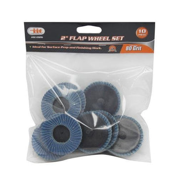 10-pc. 2" 80 Grit Flap Wheels Discs / Disc Holder Fits Roloc Style