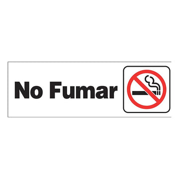 Hillman 848813 No Fumar Spanish Self Adhesive Sign, White, Black and Red Plastic, 3x9 Inches 1-Sign