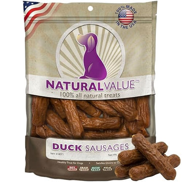 Loving Pets Natural Value Duck Sausages - Soft Jerky Dog Treats for Large & Small Breeds - Healthy Gluten, Wheat, Soy & Grain Free Pet Treats for Dogs
