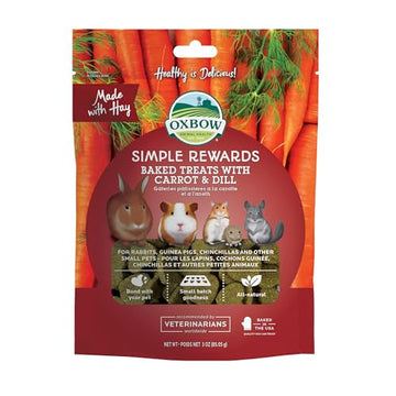 Oxbow Simple Rewards Baked Carrot & Dill Treats, Rabbit & Guinea Pig Treats Made with Timothy Hay, Healthy Guinea Pig, Hamster & Bunny Snack, Timothy for Rabbit, Made in USA, 3 oz Bag
