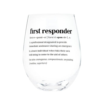 About Face Designs Defined Funny Gift Stemless Wine Glass, 16-Ounce, First Responder