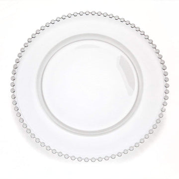 Godinger 48441 Chesterfield Charger Plate, 13", Clear Beaded