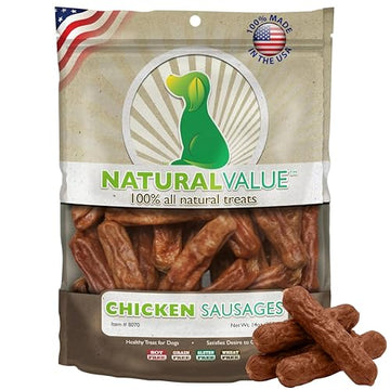 Loving Pets Natural Value Chicken Sausages - Soft Jerky Dog Treats for Large & Small Breeds - Healthy Gluten, Wheat, Soy & Grain Free Pet Treats for Dogs