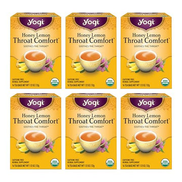 Yogi Tea - Honey Lemon Throat Comfort (6 Pack) - Soothes the Throat - 96 Tea Bags