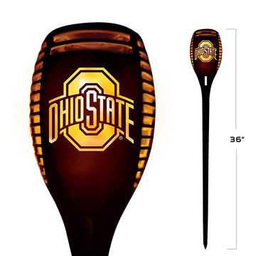 Sporticulture NFL Carolina Panthers LED Solar Torch - 36" Waterproof Flickering Flame Light - Durable, Sun-Resistant Outdoor Decor for Patio, Porch, Garden, or Poolside Landscape