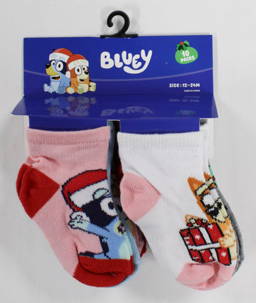 10pk 12-24m BLUEY XMAS JOY QUARTER SOCKS