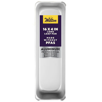 Wilton Long 16 x 4 in Aluminum Loaf Pan, Oversized Bakeware for Pound Cakes & More, Durable, Even Heating, Rust-Resistant, Professional Quality, Packaging May Vary