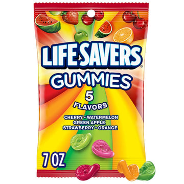 LIFE SAVERS 5 Flavors Summer Gummy Candy, 7 oz Bag