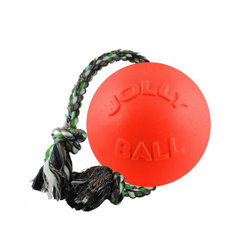 Jolly Pets Romp-n-Roll Rope and Ball Dog Toy, 4.5 Inches/Small, Orange