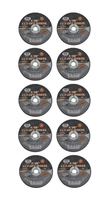 10 Pc 3" Metal Steel Cut Off Wheel 1/16" Thickness 3/8" Arbor Type 41 Flat Disc