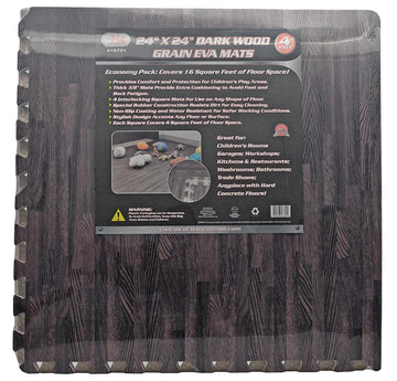 IIT 16721 Dark Wood Grain Mats (4 Piece), 24" x 24"