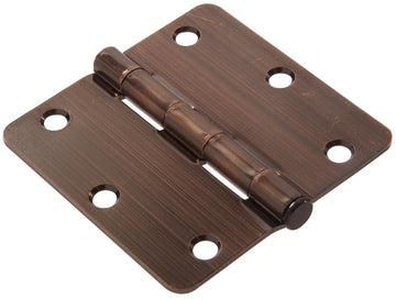 The Hillman Group 852796 3-1/2" Residential Door Hinge - 1/4" Round Corner - Removable Pin - Full Mortise - Antique Bronze 1-Pack