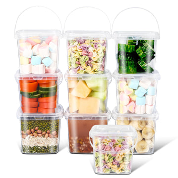 16 oz Square Plastic Containers with Lids, Airtight Plastic Food Storage Containers, Freezer-safe/Microwaveable/Stackable/Dishwasher, for Meal Prep, Soup, Leftovers, Snack, Ice Cream (Clear, 10 Pack)