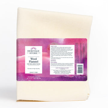 HERITAGE STORE Wool Flannel for Castor Oil Pack Wrap - Reusable, Absorbent Wool Flannel Fabric for Castor Oil Packs - Castor Oil Compress for Abdomen, Joints - Cruelty Free, 12 x 27 in