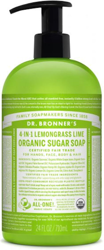 Dr. Bronner's Magic "All-One!" Organic Fair Trade Shikakai Soap, Lemongrass Lime, 24-Ounce Pump Bottles (Pack of 2)