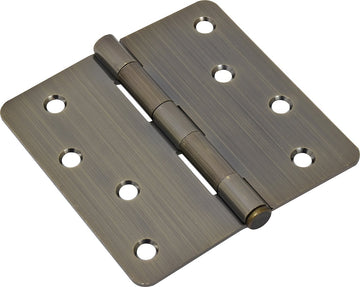 Hillman 4" Door Hinge - 1/4" Radius 853529 Antique Brass