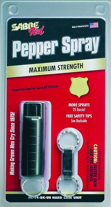 SABRE Hardcase Self Defense Pepper Spray, Black
