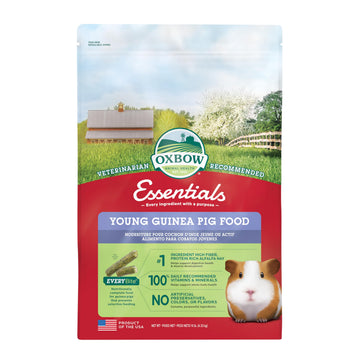 Oxbow Essentials Young Guinea Pig Food, Guinea Pig Pellets Made with Timothy Hay, Stabilized Vitamin C, Small Animal Pet Products, Small Animal Food Made in USA, High Fiber, 10 lb. Bag