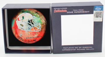 NCAA MIAMI HURRICANES GLASS DOME PAPERWEIGHT 4"