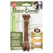 SPOT Bam-Bones Bone Dog Chew Toy, 5.25", Baccon Flavor, For Adult Dogs & Teething Puppies Under 30lbs, Light to Moderate Chewers, Made with Strong Bamboo Fiber
