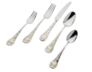 Godinger Flatware Set of Golden Cutlery, Knife/Fork/Spoon - Service of 4