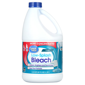 Great Value Low-Splash Bleach, Linen Scent, 81 fl oz