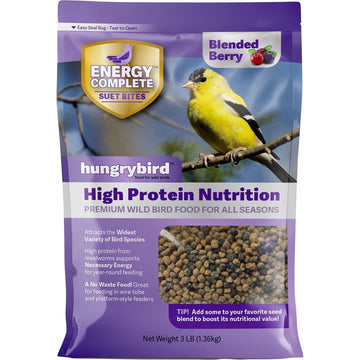 Hungrybird Energy Complete, 3lb - High-Protein Blended Berry Suet Bites for Outside Wild Bird