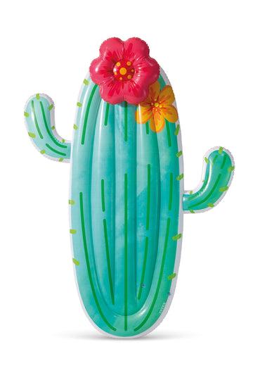 Intex Large Green Cactus Inflatable Pool Float with Flower Pillow for Ages 14+