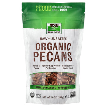 Now Foods Organic Raw Unsalted Pecans 10 oz Bag