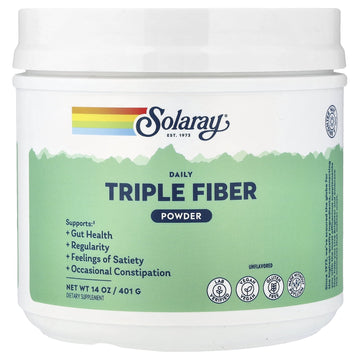 Solaray Daily Triple Fiber Powder, Unflavored, 14 oz (401 g)