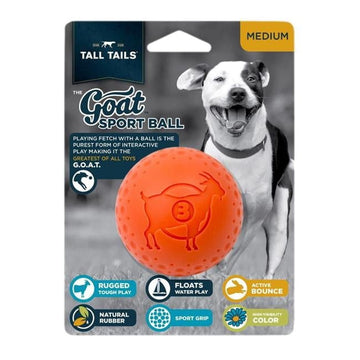 Tall Tails 022266176091 3 in. Goat Ball Dog Toy, Orange