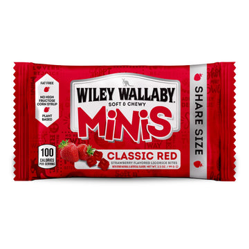 Wiley Wallaby Minis, Classic Red Licorice Candy, 3.5 oz.
