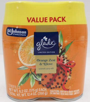 GLADE AUTOMATIC SPRAY ORANGE ZEST & CLOVE 2 REFILLS 6.2oz US.