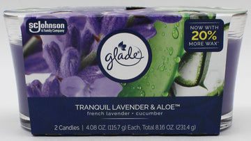 GLADE CANDLE TRANQUIL LAVENDER & ALOE 2ct 4.08oz