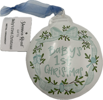 BABY 1ST CHRISTMAS METAL ORNAMENT - BLUE