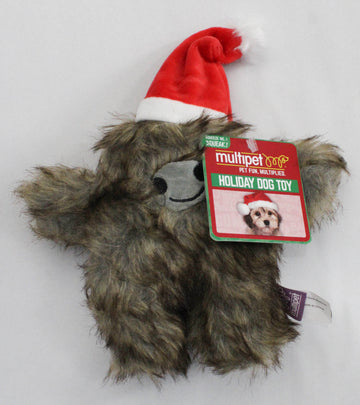 MULTIPET YETI w/SANTA HAT DOG TOY 6"