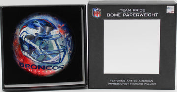 NFL DENVER BRONCOS GLASS DOME PAPERWEIGHT 4"