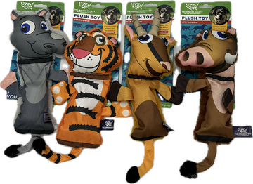 HUMANE SOCIETY PLUSH WILD TIGER/HIPO/GAZELLE/JABALI TOY WITH SQUEAKER