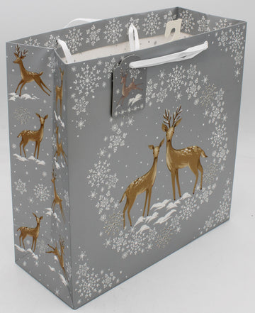 LARGE SQUARE GIFT BAG - HOLIDAY DOE IN THE SNOW'