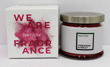 PARTYLITE FIREWOOD & HOLLY 3-WICK JAR CANDLE 13.2oz