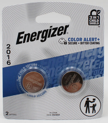 ENERGIZER 2016 3V LITHIUM COIN BATTERIES 2 PACK EXP 3/31/2037