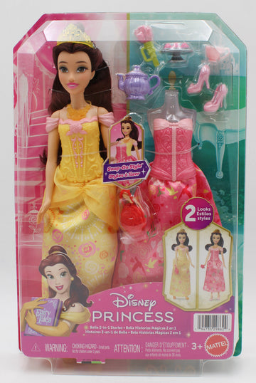 DISNEY PRINCESS BELLE 2 IN 1 STORIES 12" DOLL W/ACCESSORIES