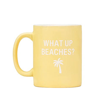 About Face Designs Say What Coastal Collection - Stoneware Mug, 13.5-Ounce, What up Beaches?